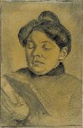 Theo van Doesburg Theo van Doesburg. Portrait of Agnita Feis reading the Bible. 1907 oil painting artist